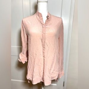 MADEWELL - Blush colored. Mandarin (stand up) collar. Raw silk.